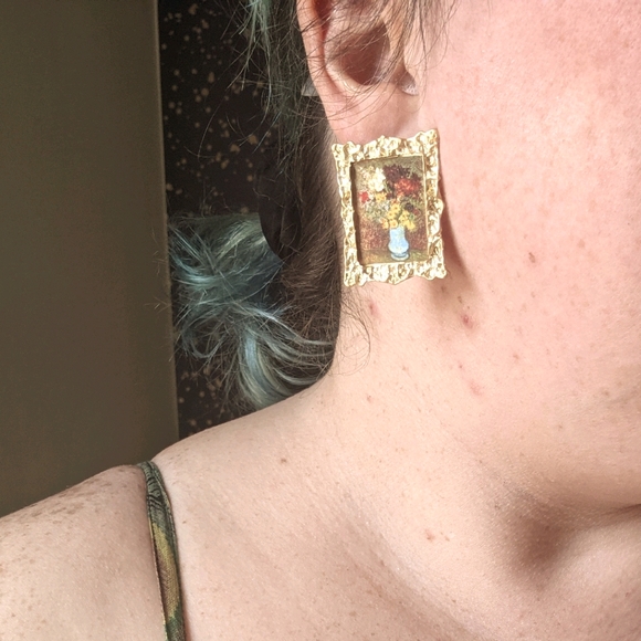 Oil Painting earrings - Picture 6 of 7